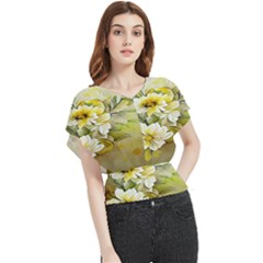 Watercolor Yellow And-white Flower Background Butterfly Chiffon Blouse