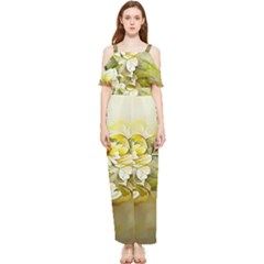 Watercolor Yellow And-white Flower Background Draped Sleeveless Chiffon Jumpsuit by artworkshop