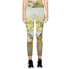 Watercolor Yellow And-white Flower Background Pocket Leggings 