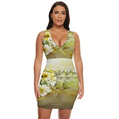 Watercolor Yellow And-white Flower Background Draped Bodycon Dress by artworkshop