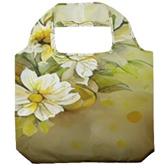 Watercolor Yellow And-white Flower Background Foldable Grocery Recycle Bag by artworkshop