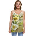 Watercolor Yellow And-white Flower Background Casual Spaghetti Strap Chiffon Top View1