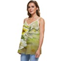 Watercolor Yellow And-white Flower Background Casual Spaghetti Strap Chiffon Top View2