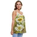 Watercolor Yellow And-white Flower Background Casual Spaghetti Strap Chiffon Top View3