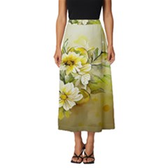 Watercolor Yellow And-white Flower Background Classic Midi Chiffon Skirt by artworkshop