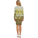 Watercolor Yellow And-white Flower Background Long Sleeve Shirt Collar Bodycon Dress View4