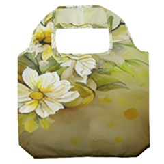 Watercolor Yellow And-white Flower Background Premium Foldable Grocery Recycle Bag by artworkshop