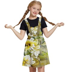 Watercolor Yellow And-white Flower Background Kids  Apron Dress by artworkshop