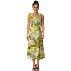 Watercolor Yellow And-white Flower Background Tie-strap Tiered Midi Chiffon Dress by artworkshop