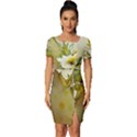 Watercolor Yellow And-white Flower Background Fitted Knot Split End Bodycon Dress View1