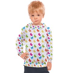 Butterfly Pattern Design Wallpaper Background Kids  Hooded Pullover by Ravend