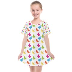 Butterfly Pattern Design Wallpaper Background Kids  Smock Dress by Ravend