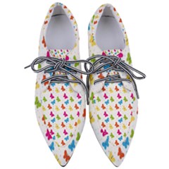 Butterfly Pattern Design Wallpaper Background Pointed Oxford Shoes by Ravend