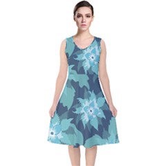 Graphic Design Wallpaper Abstract V-neck Midi Sleeveless Dress  by Ravend