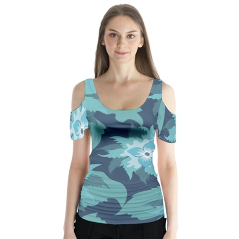 Graphic Design Wallpaper Abstract Butterfly Sleeve Cutout Tee  by Ravend