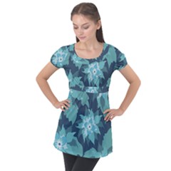 Graphic Design Wallpaper Abstract Puff Sleeve Tunic Top by Ravend