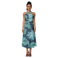 Graphic Design Wallpaper Abstract Sleeveless Cross Front Cocktail Midi Chiffon Dress