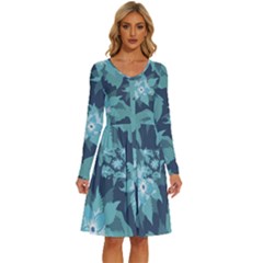 Graphic Design Wallpaper Abstract Long Sleeve Dress With Pocket