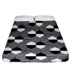 Geometric Pattern Line Form Texture Structure Fitted Sheet (queen Size) by Ravend