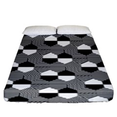 Geometric Pattern Line Form Texture Structure Fitted Sheet (king Size) by Ravend