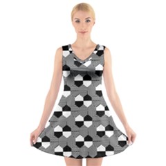 Geometric Pattern Line Form Texture Structure V-neck Sleeveless Dress by Ravend