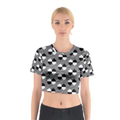 Geometric Pattern Line Form Texture Structure Cotton Crop Top by Ravend