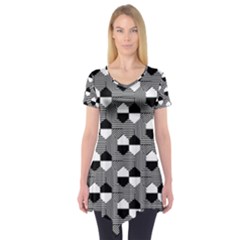 Geometric Pattern Line Form Texture Structure Short Sleeve Tunic  by Ravend