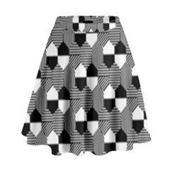 Geometric Pattern Line Form Texture Structure High Waist Skirt by Ravend