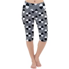 Geometric Pattern Line Form Texture Structure Lightweight Velour Cropped Yoga Leggings by Ravend