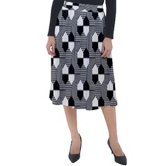 Geometric Pattern Line Form Texture Structure Classic Velour Midi Skirt  by Ravend