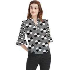 Geometric Pattern Line Form Texture Structure Loose Horn Sleeve Chiffon Blouse