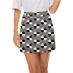 Geometric Pattern Line Form Texture Structure Mini Front Wrap Skirt by Ravend