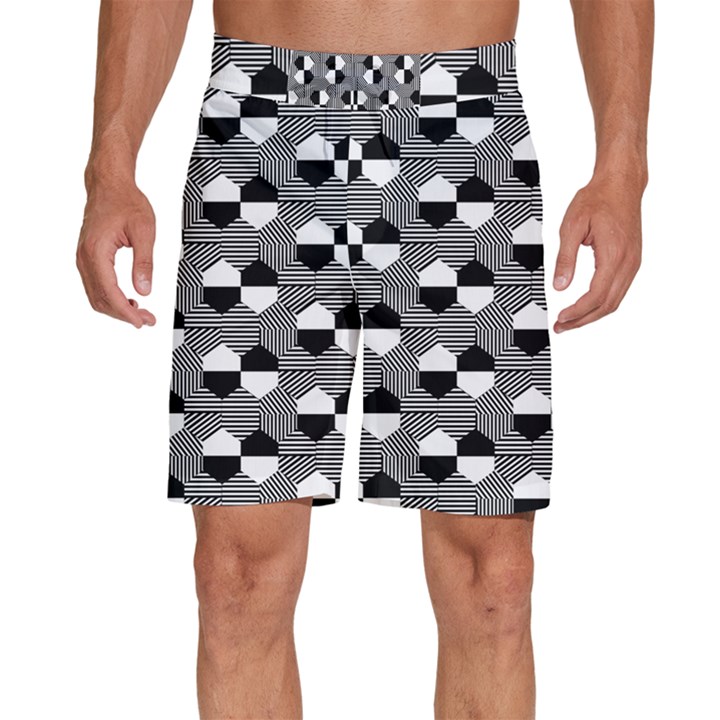 Geometric Pattern Line Form Texture Structure Men s Beach Shorts