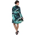 Sculpture Dinosaur Shark Frozen Winter Fantasy Long Sleeve Chiffon Shirt Dress View2