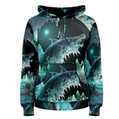 Sculpture Dinosaur Shark Frozen Winter Fantasy Women s Pullover Hoodie by Ravend