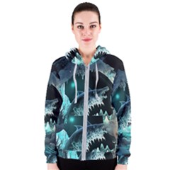 Sculpture Dinosaur Shark Frozen Winter Fantasy Women s Zipper Hoodie by Ravend