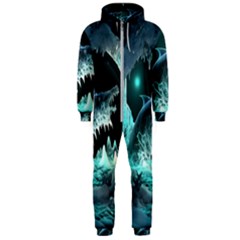 Sculpture Dinosaur Shark Frozen Winter Fantasy Hooded Jumpsuit (men) by Ravend