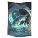 Sculpture Dinosaur Shark Frozen Winter Fantasy Large Tapestry View1