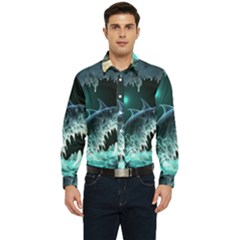 Sculpture Dinosaur Shark Frozen Winter Fantasy Men s Long Sleeve  Shirt by Ravend