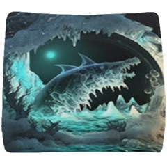 Sculpture Dinosaur Shark Frozen Winter Fantasy Seat Cushion by Ravend