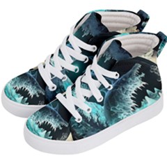 Sculpture Dinosaur Shark Frozen Winter Fantasy Kids  Hi-top Skate Sneakers by Ravend