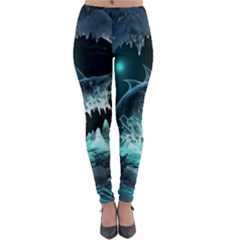 Sculpture Dinosaur Shark Frozen Winter Fantasy Lightweight Velour Leggings by Ravend