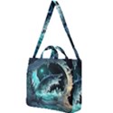 Sculpture Dinosaur Shark Frozen Winter Fantasy Square Shoulder Tote Bag View1