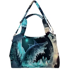 Sculpture Dinosaur Shark Frozen Winter Fantasy Double Compartment Shoulder Bag by Ravend