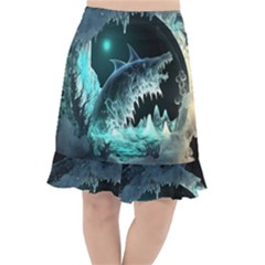 Sculpture Dinosaur Shark Frozen Winter Fantasy Fishtail Chiffon Skirt by Ravend