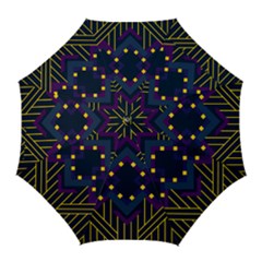 Line Square Pattern Violet Blue Yellow Design Golf Umbrellas by Ravend