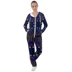 Line Square Pattern Violet Blue Yellow Design Women s Tracksuit by Ravend