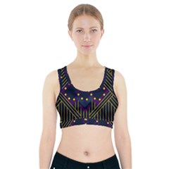 Line Square Pattern Violet Blue Yellow Design Sports Bra With Pocket by Ravend