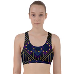 Line Square Pattern Violet Blue Yellow Design Back Weave Sports Bra by Ravend