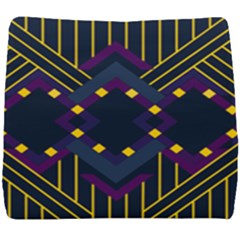 Line Square Pattern Violet Blue Yellow Design Seat Cushion by Ravend